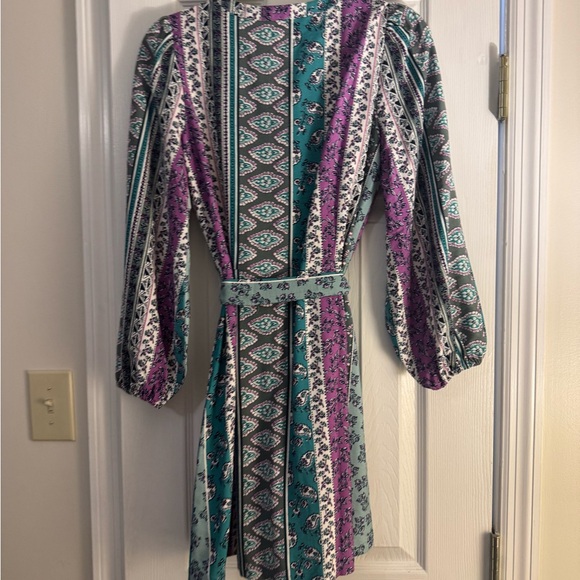 Petite Floral Stripe Belted Mini Dress - Picture 4 of 5